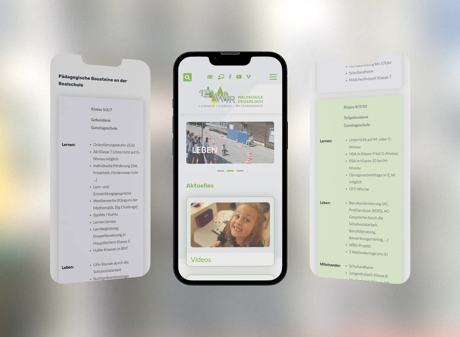 Mobile Optimierung der Waldschule Degerloch Webseite, Ansicht 1