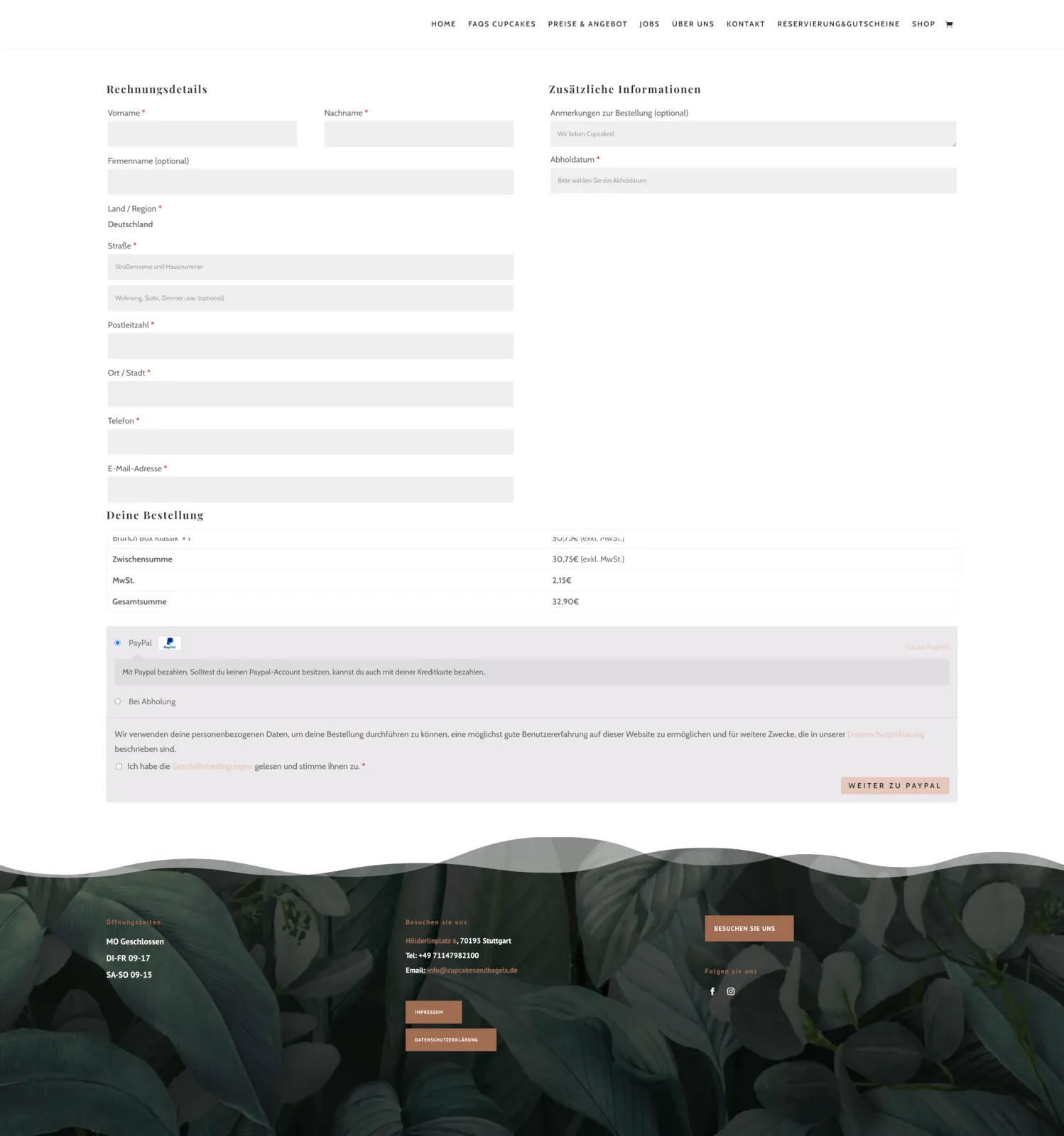 Cupcakes & Bagels Webshop – Projektansicht 5