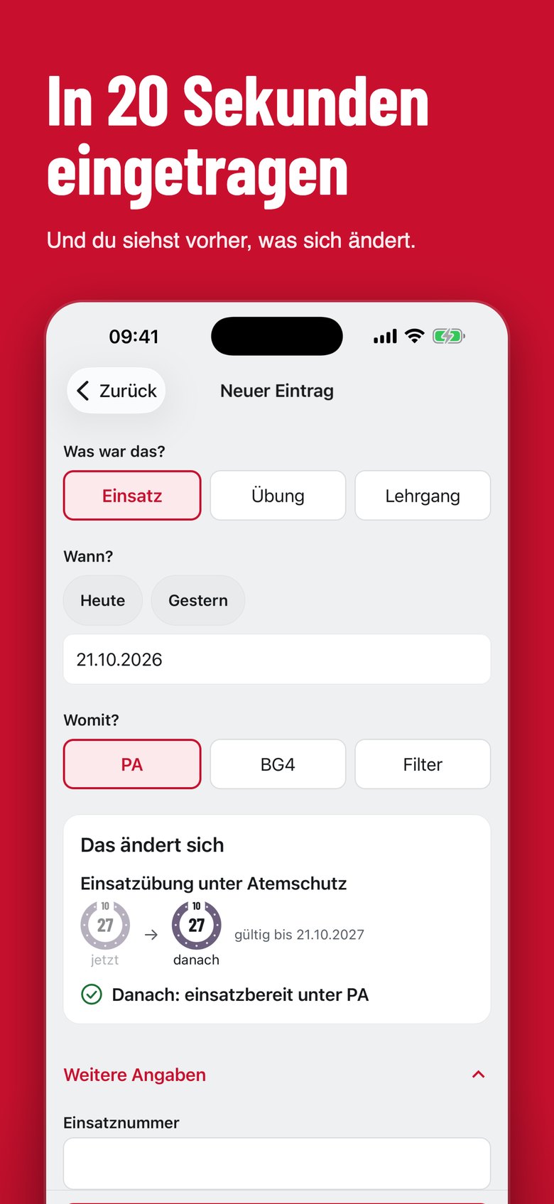 AGT-Pass: Atemschutzeinsatz auf dem iPhone eintragen
