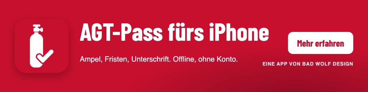 AGT-Pass – digitaler Atemschutz-Nachweis von Bad Wolf Design